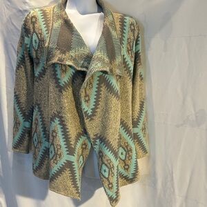 Debut Southwestern Boho Cardigan Sweater M/L Soft Knit Aztec